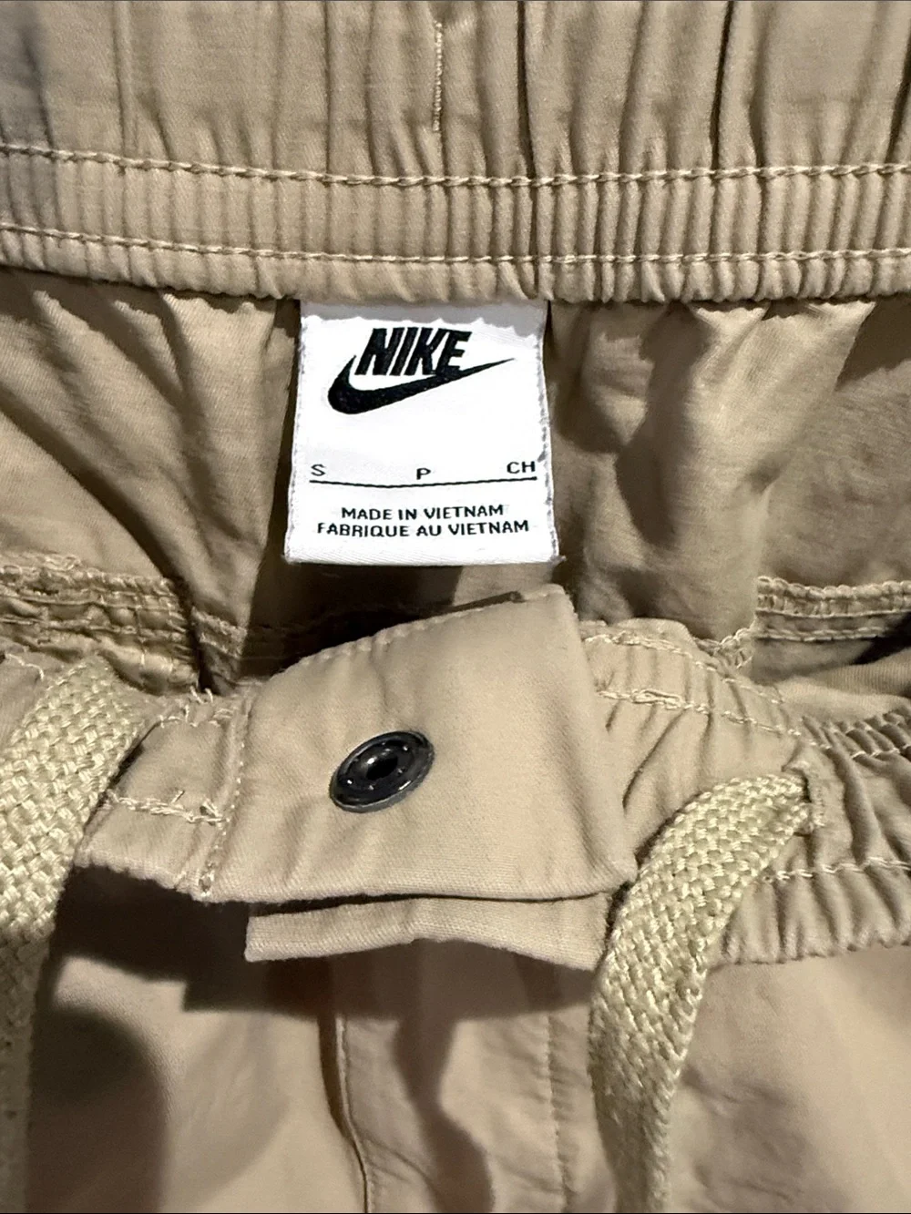 Nike Men's Tan Cargo Joggers with White Swoosh